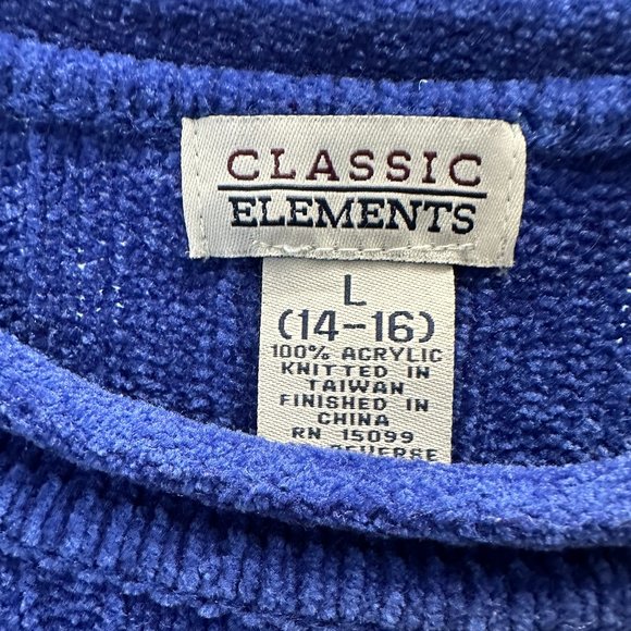 Classic Elements Women Blue Sweater Size L(14-16) Striped Long Sleeves Pre-owned - Picture 2 of 4